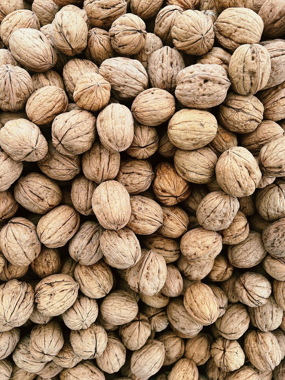 Top-down spread of whole walnuts